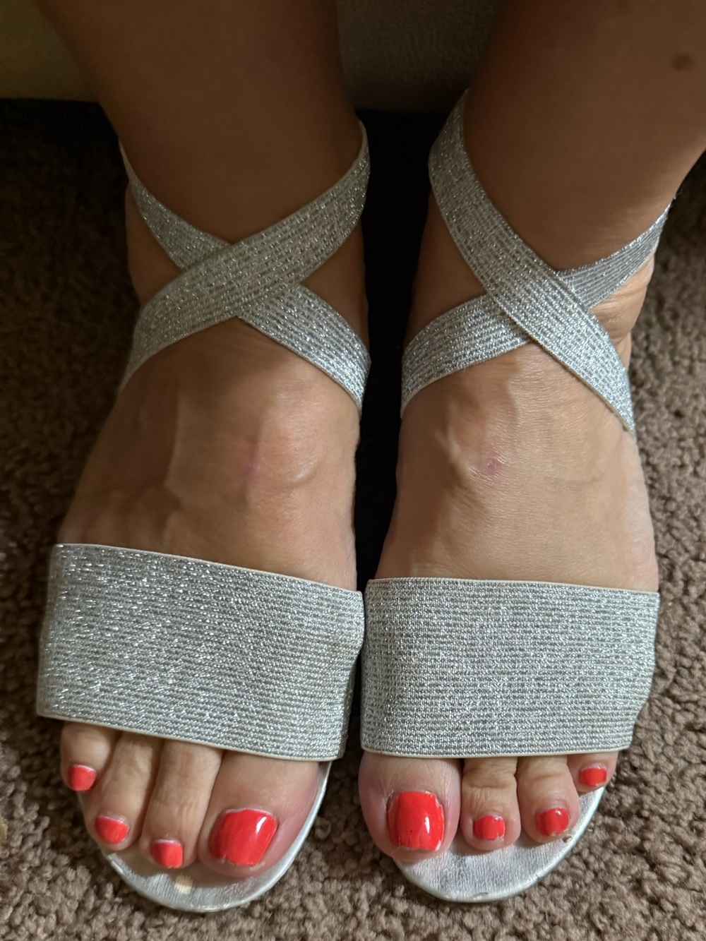 Premier Silver Glitter Crisscross Strap Sandals